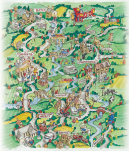 Bath and North East Somerset illustrated map commissioned by local Health Trust.